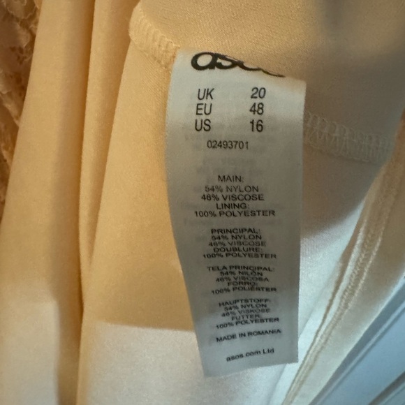 ASOS Curve Peach Lace Long Sleeve Drop Waist Dress - Picture 6 of 8